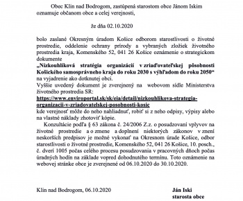 Aktuality / Oznámenie o zmene navhrhovanej činnosti...